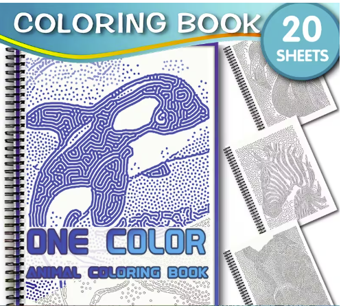 One Color Animal Coloring Book – Spiral Edition